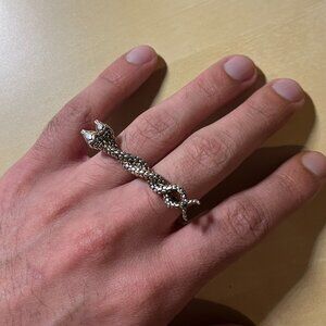 Vintage 925 Sterling Silver Snake Double Ring